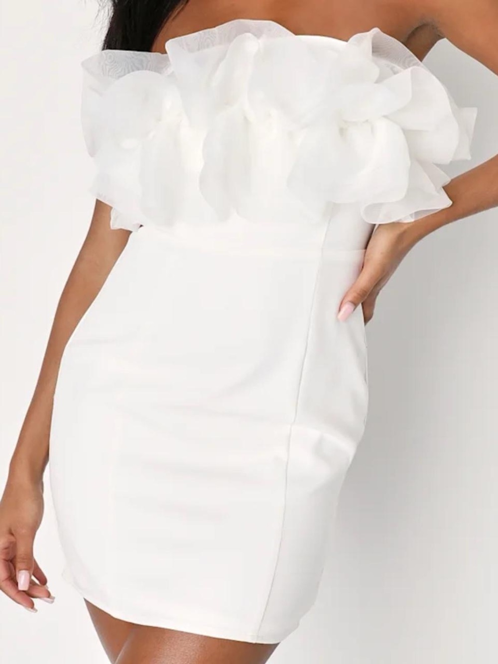 Lulu's White Strapless Ruffle Mini Dress